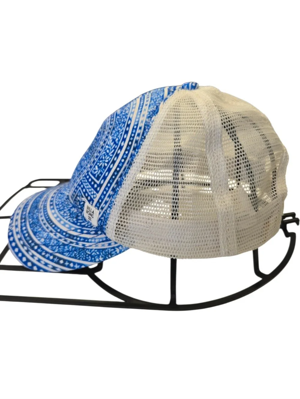 🧢 Billabong Blue Tribal Print Mesh Trucker Hat | Snapback | Surf Boho
